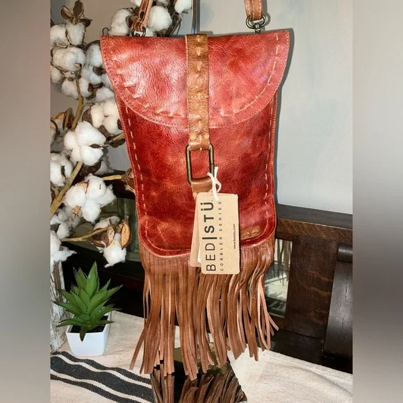 NWT Bed Stu Leather SANDY LANE Fringe Crossbody Bag Adobe Lux MSRP $205 - Picture 3 of 13